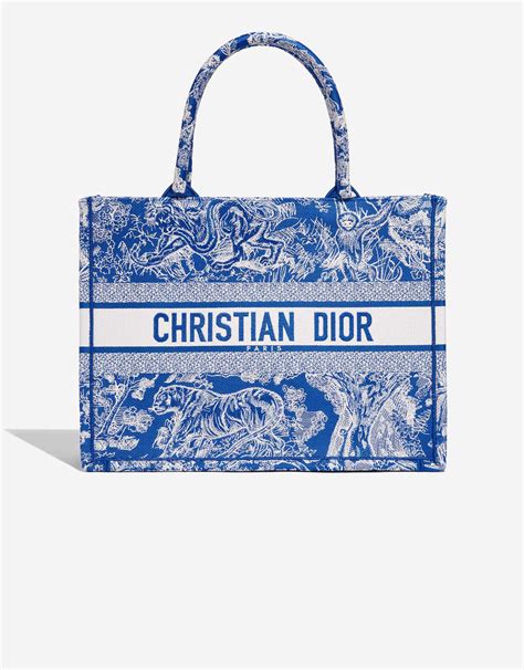 blue and white christian dior bag